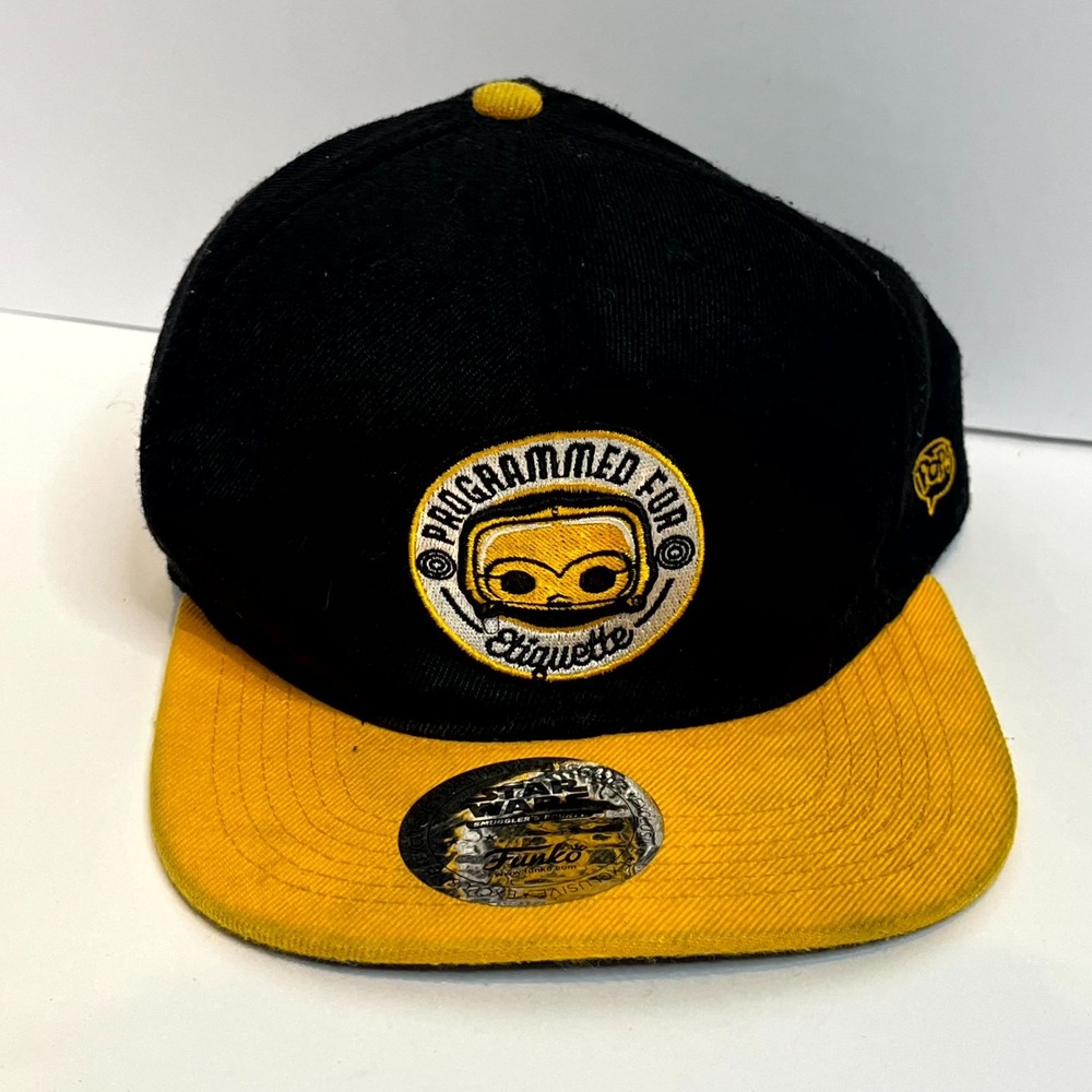 Funko Star Wars Men's Cap Black Yellow Programmed For Etiquette Snapback Hat